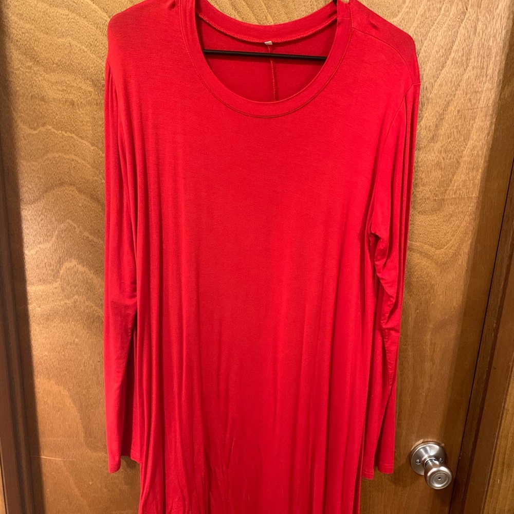 Basic red long sleeve dress